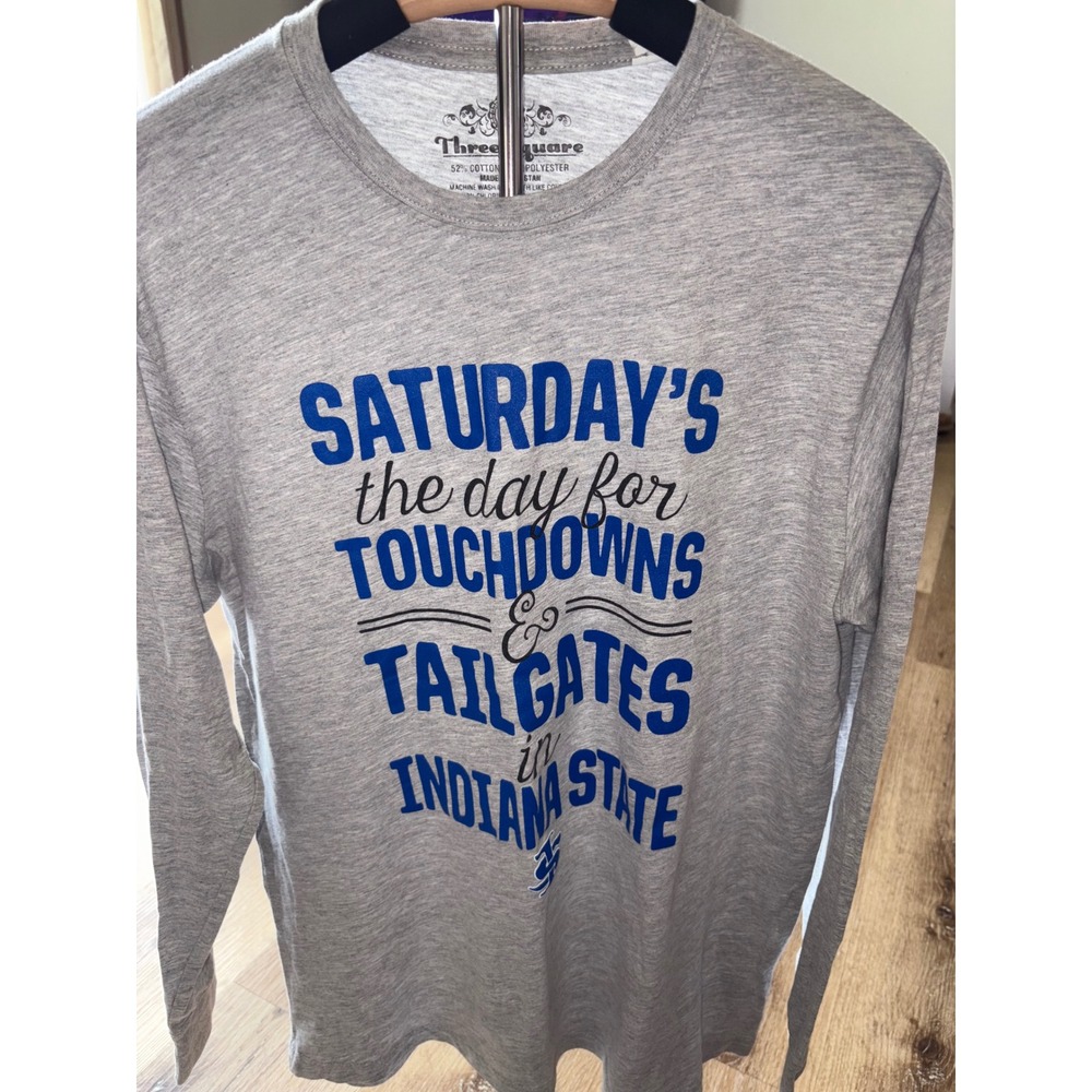 Three Square Indiana State Football Tailgate Long‎ Sleeve T-Shirt M